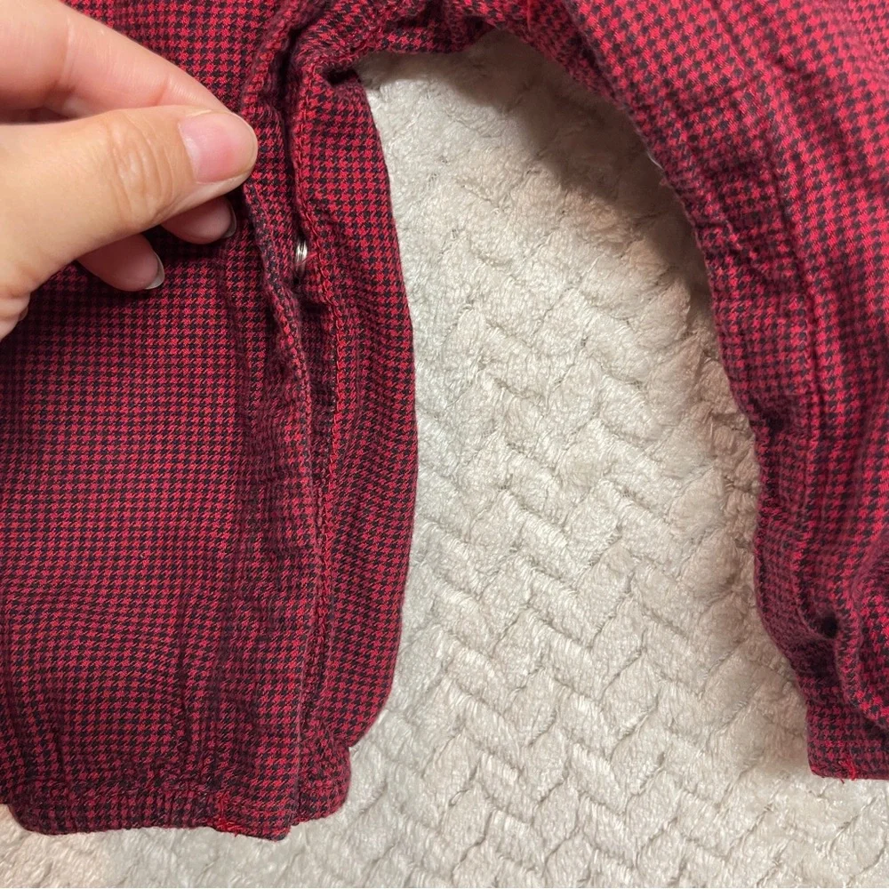 Baby‎ Gap Red Black Houndstooth Embroidered Flutter One-Piece 6-9 months